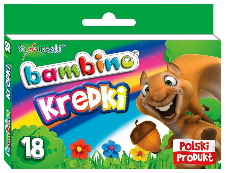 Kredki świecowe Bambino 18 kolorów w opakowaniu pudełko.
