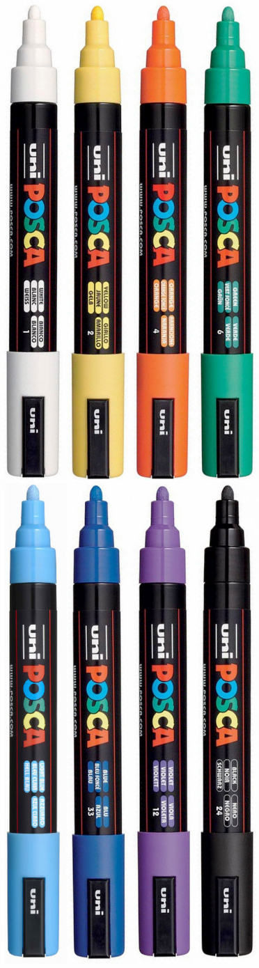 Uniwersalny marker z farbą plakatową do pisania i malowania po każdej powierzchni: papierze, tkaninie, plastiku, terakocie, szkle, porcelanie, metalu, drewnie. Pigmentowy tusz na bazie wody nie przesiąka przez papier, zapewnia spójną teksturę od począt...