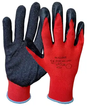 Rękawice ochronne wykonane z dzianiny poliestrowej, powlekane miękkim, odpornym na ścieranie lateksem w kolorze czerwonym. Struktura gumy zapewnia wyśmienitą zręczność i bardzo dobrą przyczepność.

Rozmiar: S/7