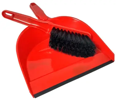 Szczotka + szufelka z gumą plastikowaCZERWONA