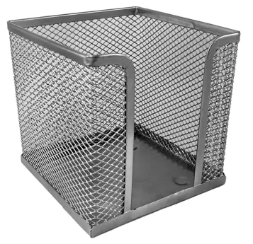 Przybornik metalowy na karteczki biurowe SREBRNY 10x10x10cm