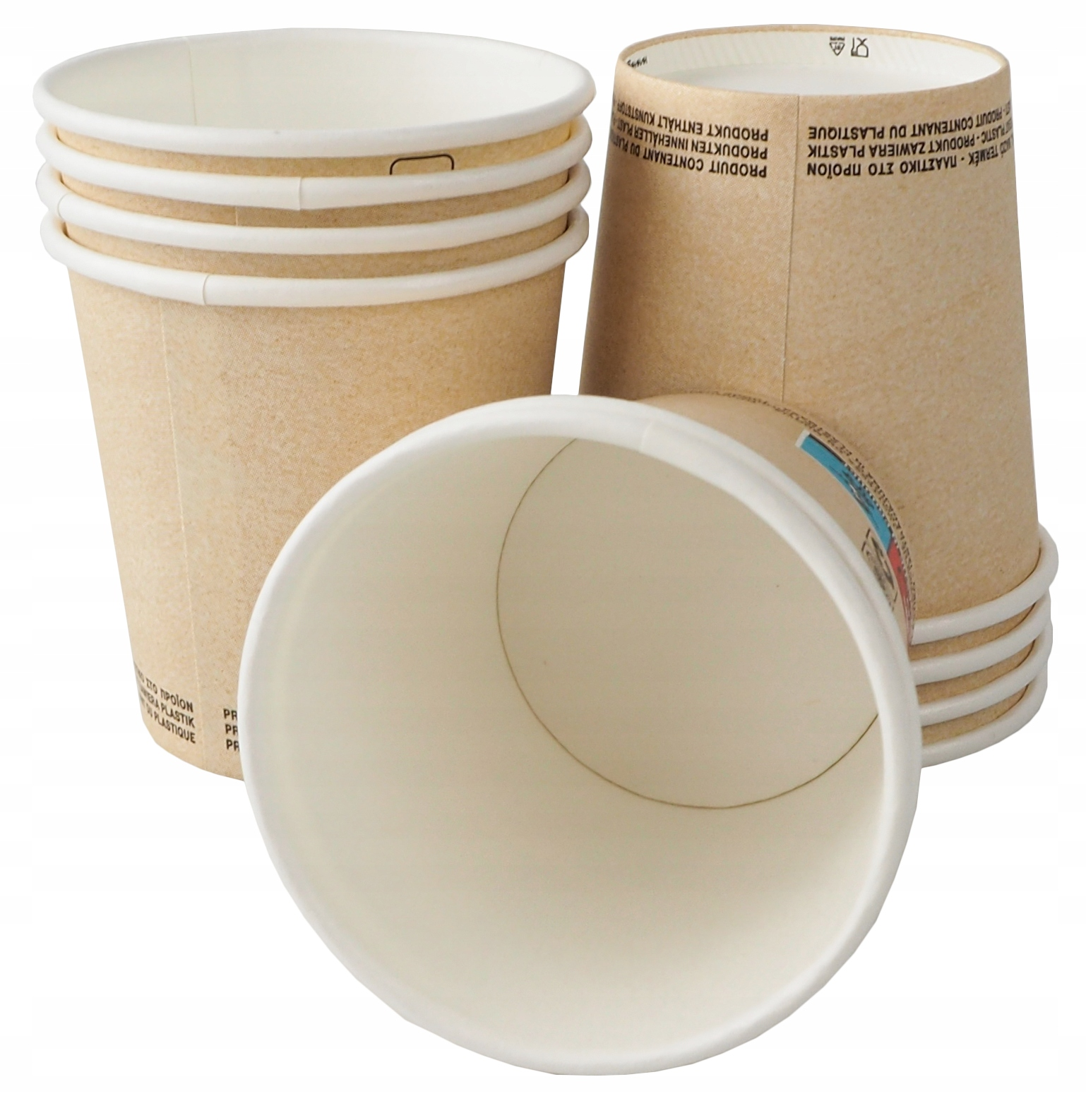 Kubek papierowy 100ml kraft-biały z białym rantem, opakowanie 50 sztuk.
