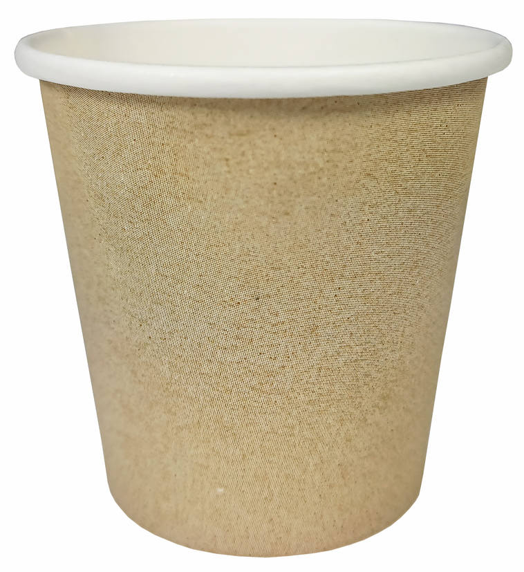 Kubek papierowy 100ml kraft-biały z białym rantem, opakowanie 50 sztuk.