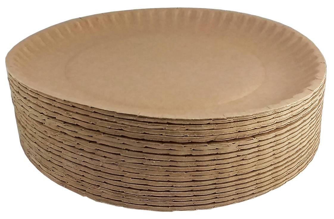 Talerz papierowy 23cm kraft, stos 100 sztuk, brązowy jednorazowy
