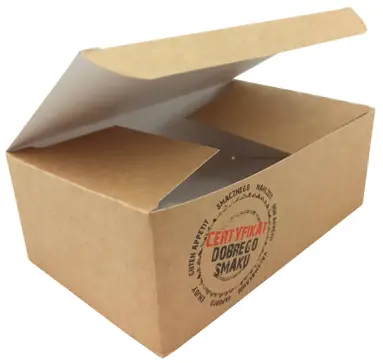 Pudełko papierowe na wynos zamykane kraft 10x16x6 cm z certyfikatem dobrego smaku