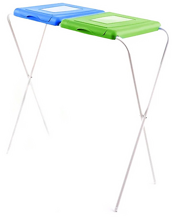 Kosz stojak na workna śmieci 120L 2 komorowy NIEBIESKI / ZIELONY Uniwersaly stojak do worków na śmieci, wykonany z bardzo dobrej jakości plastiku. Stojak posiada bardzo praktyczną plastikową ramkę utrzymującą worek.
*Całkowita wysokość wynosi: 87 cm.
*Worki na śmieci o pojemności 120L
*2 komory: niebie...