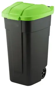 Kosz plastikowy 110L Klapa+kółka POKRYWA ZIELONA