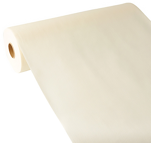 Bieżnik PV-Tissue w kolorze szampan, rolka 24m x 40cm, materiał Airlaid imitujący tkaninę.