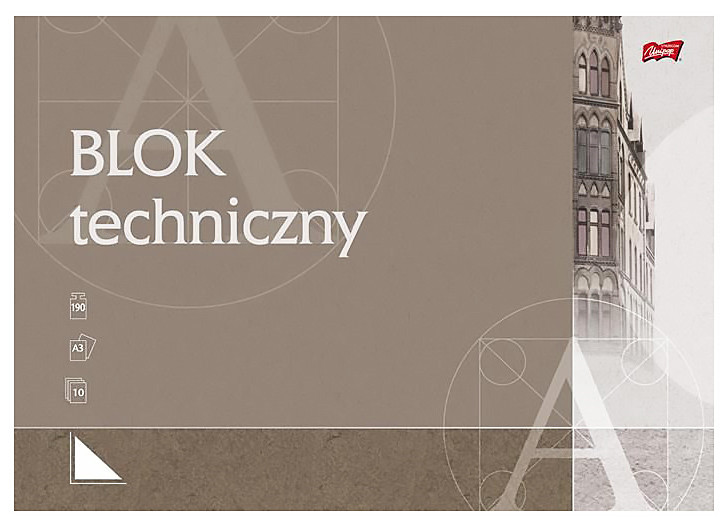 Blok Techniczny A-3 10 kart.190g Biały Unipap Blok techniczny A-3 Unipap 10 kartek 190g biały z okładką kredową
