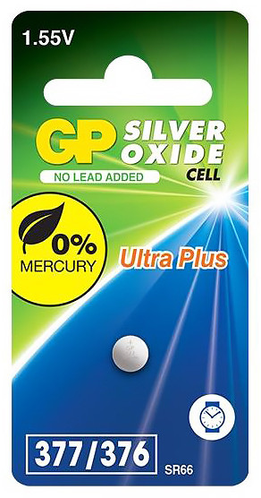 Bateria guzikowa GP SR66 377F LR626 1,55V tlenku srebra Ultra Plus, okrągła.