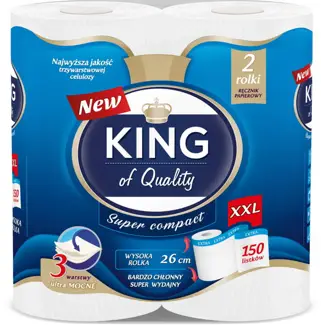 Ręcznik kuchenny King of Quality 2 szt 3 warstwy 150 listków 26cm biały