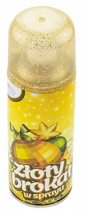 Brokat w spray 250ml złoty z lśniącymi drobinkami w aerozolu