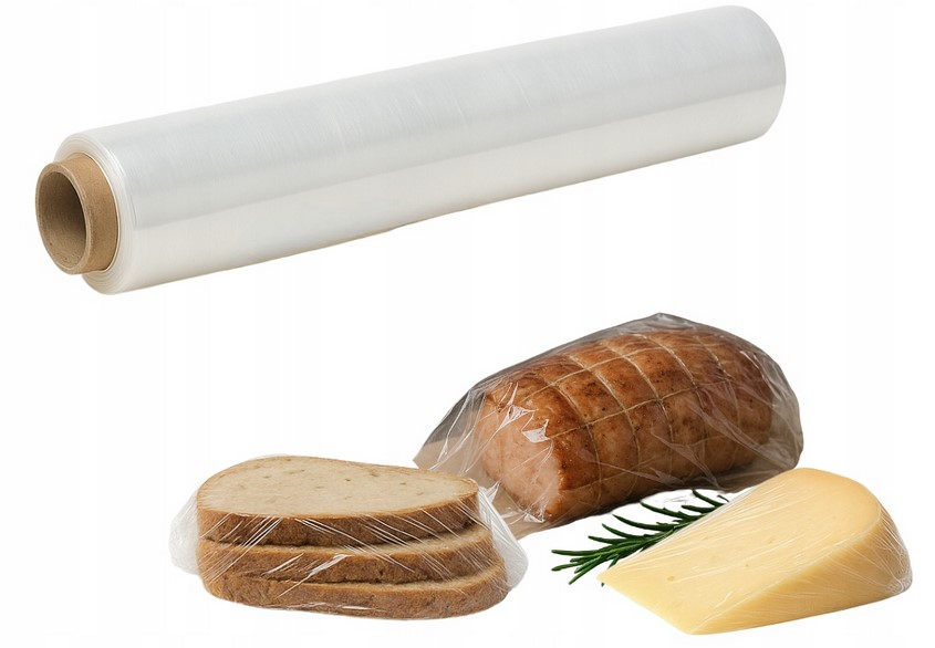 Folia PE spożywcza przezroczysta 30cm x 200m na rolce z tulejami do pakowania produktów spożywczych