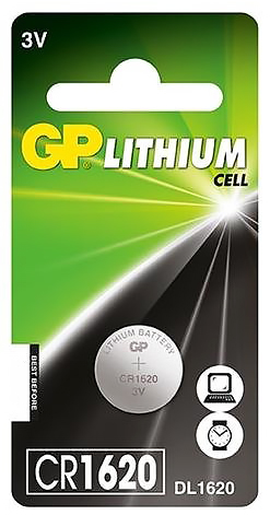 Bateria GP CR 1620 U5Okrągła Bateria GP CR 1620 litowa okrągła 3V na blistrze, do urządzeń przenośnych