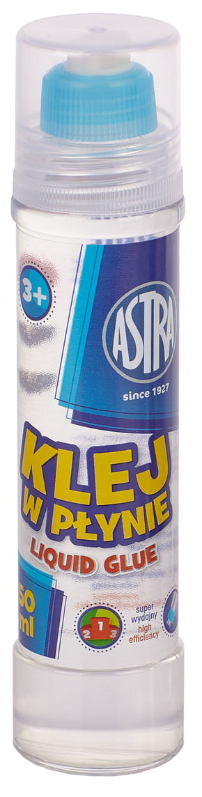 Klej w płynie ASTRA Liquid Glue 50ml z niebieskim aplikatorem, przezroczysta butelka