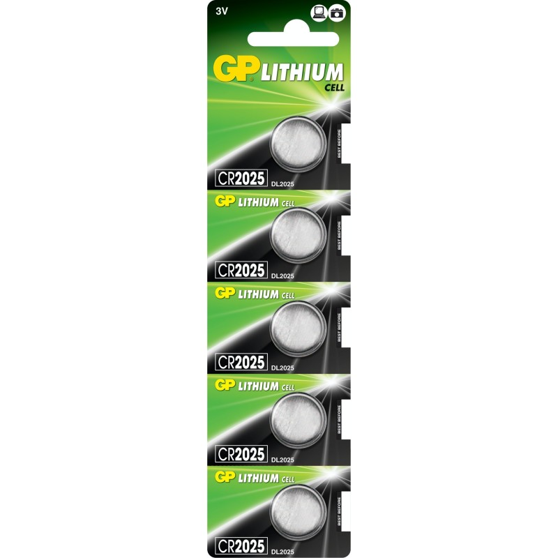 Bateria GP CR 2025 litowa 3V guzikowa, opakowanie 5 sztuk