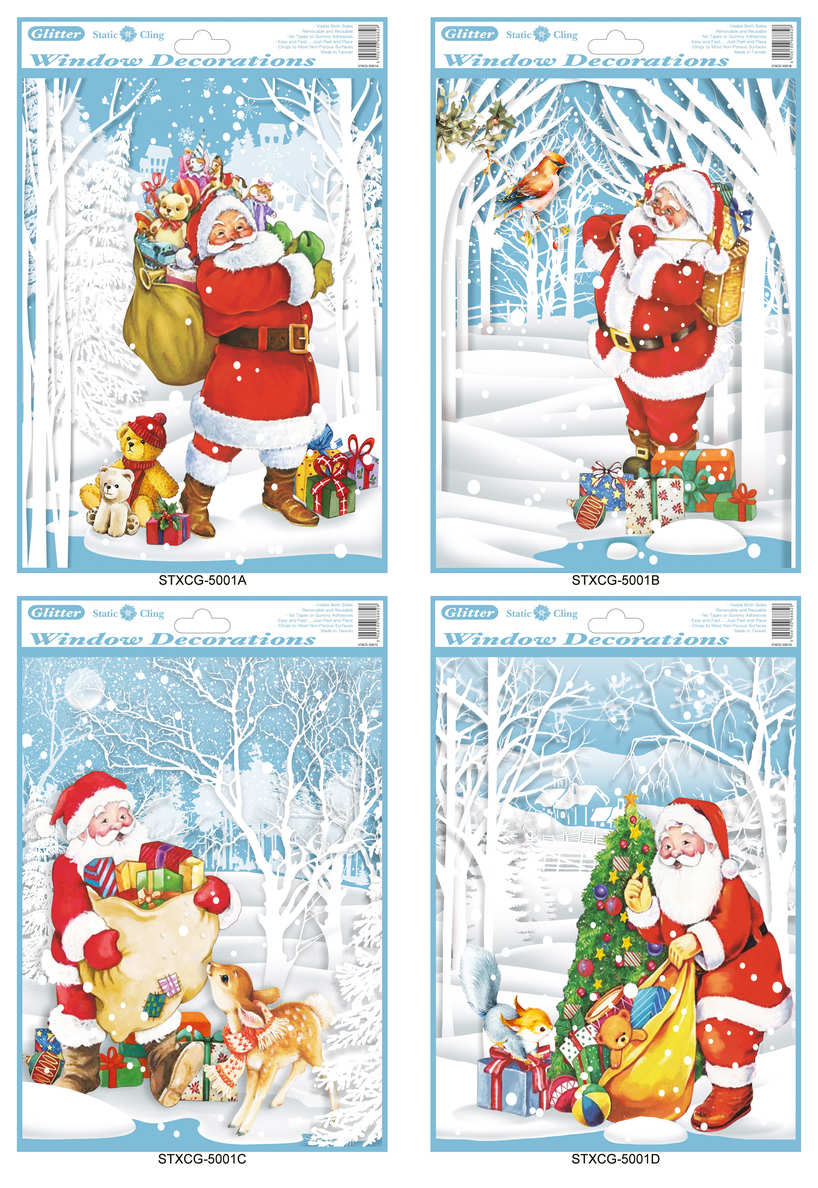 Świąteczna ozdoba okienna jest wyjątkowo łatwa w aplikacji oraz demontażu - nie jest pokryta klejem. Wzór jest widoczny z obu stron szyby. Gwiazdy pokryte są błyszczącym brokatem.