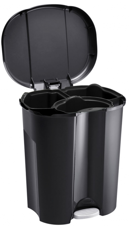 *Kosz z pedałem Trio do segregacji śmieci z trzema osobnymi komorami wewnątrz kosza.
   *Produkt wykonany z wysokiej jakości tworzywa sztucznego.
   *Elegancki wygląd doskonale komponuje się z nowoczesną aranżacją kuchni.
   *Konstrukcja pokrywy poz...