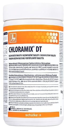 CHLORAMIX DT tabletki dezynfekujące 300 sztuk w białym opakowaniu z pomarańczowym paskiem