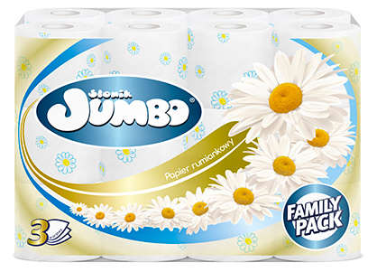 Papier toaletowy SŁONIK JUMBO 24 rolek RUMIANEK 3 warstwowy 1,58kg 16mb 150 listków *Idealnie sprawdzi się u osób ze skórą wrażliwą i skłonną do podrażnień
*Wykonany w 100% z celulozy
*Dodatkowo posiada delikatny rumiankowy zapach
*Bardzo wytrzymały, składający się z 3 warstw
*Opakowanie: 24 rolki