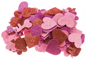 Naklejki z pianki Serca z brokatem 75sztPVW07