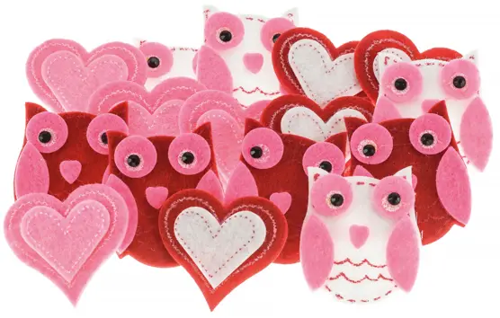 Naklejki z Filcu Serca i Sowy 16sztFVW04