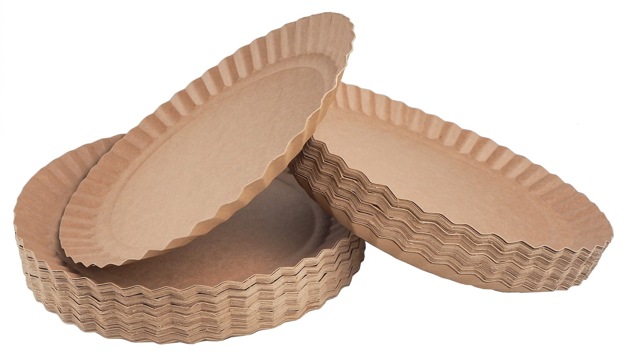 Talerz papierowy kraft 22cm z falowanymi brzegami, opakowanie 100 sztuk
