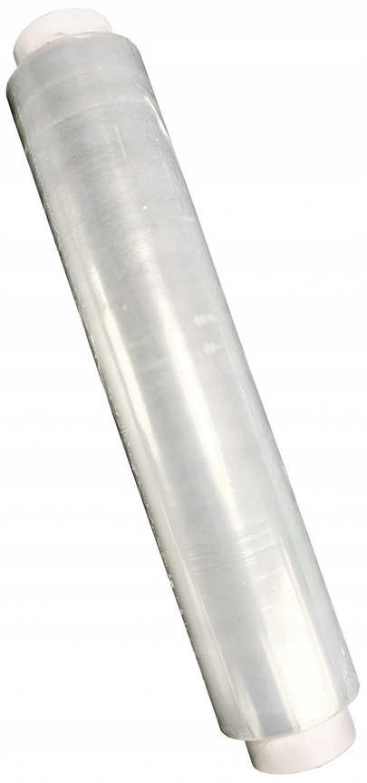 Folia PE do pakowania 45cm x 200m na tubie papierowej, transparentna, rozciągliwa.