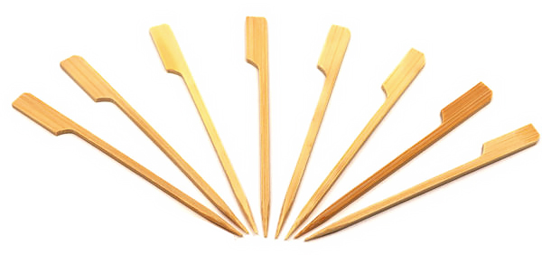Patyki bambusowe GOLF 12cm 100 szt Patyki bambusowe GOLF 12cm do przekąsek, zestaw 100 sztuk w naturalnym kolorze.
