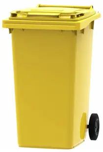 Kosz plastikowy 240L Klapa+kółka ŻÓŁTY