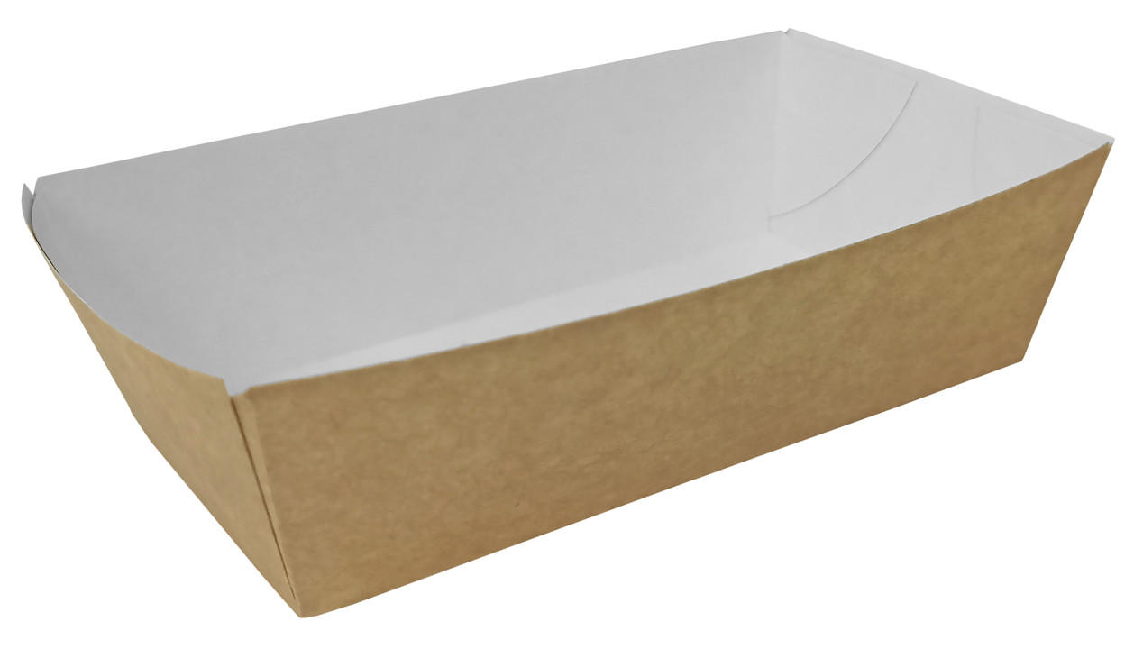 Tacka łódka kraft mała nr 0 brązowa z białym wnętrzem 135x75x37mm