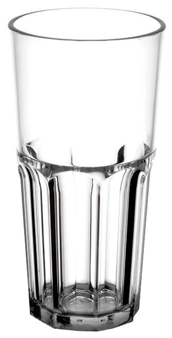 Szklanka retro z poliwęglanu przezroczysta 220ml z pionowymi żebrami na dnie
