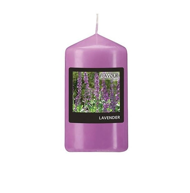 Świeca zapachowa pieńkowa 11 cm lawendowa fioletowa Flavours, 1 sztuka