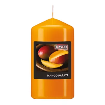 Świeca zapachowa pieńkowa 11 cm mango papaya Flavours pomarańczowa
