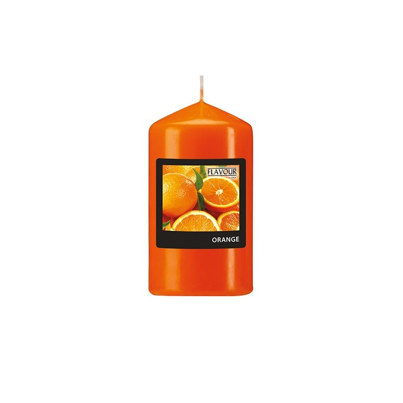 Świeca zapachowa pieńkowa 11 cm pomarańczowa Flavours, 1 sztuka