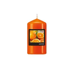 Świeca zapachowa pieńkowa 11 cm pomarańczowa Flavours, 1 sztuka