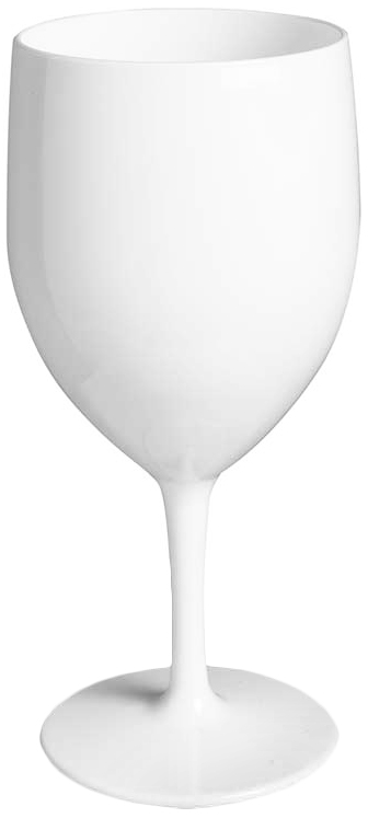 Kieliszek do wina z poliwęglanu białego, pojemność 270ml, wysokość 17cm.
