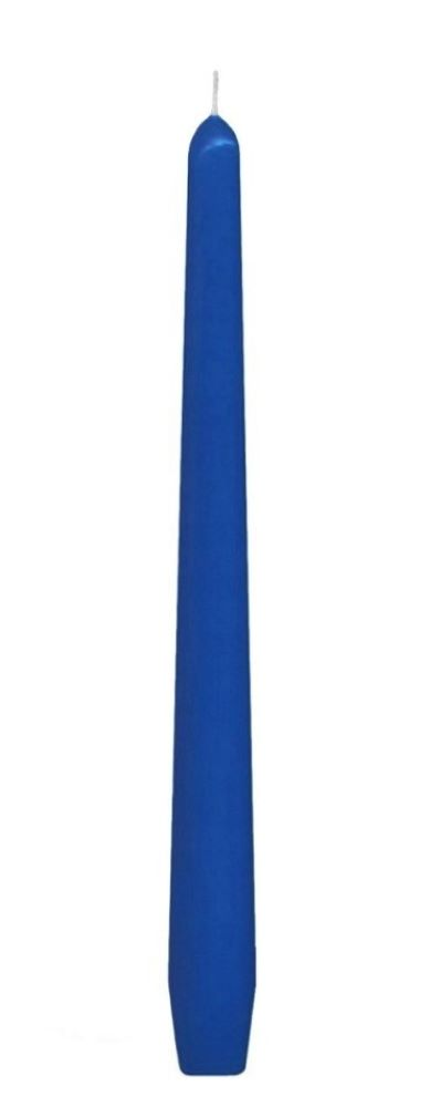 Świeca stożkowa ciemno niebieska 25cm wysokości z fitem.