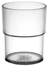 PC Szklanka ECO Transparent 180ml śred. 6 cm wys. 7,5cm Szklanka ECO Transparent 180ml z poliwęglanu, cylindryczna, bezbarwna z czarnymi paskami i elementem na dnie, średnica 6 cm, wysokość 7,5 cm.