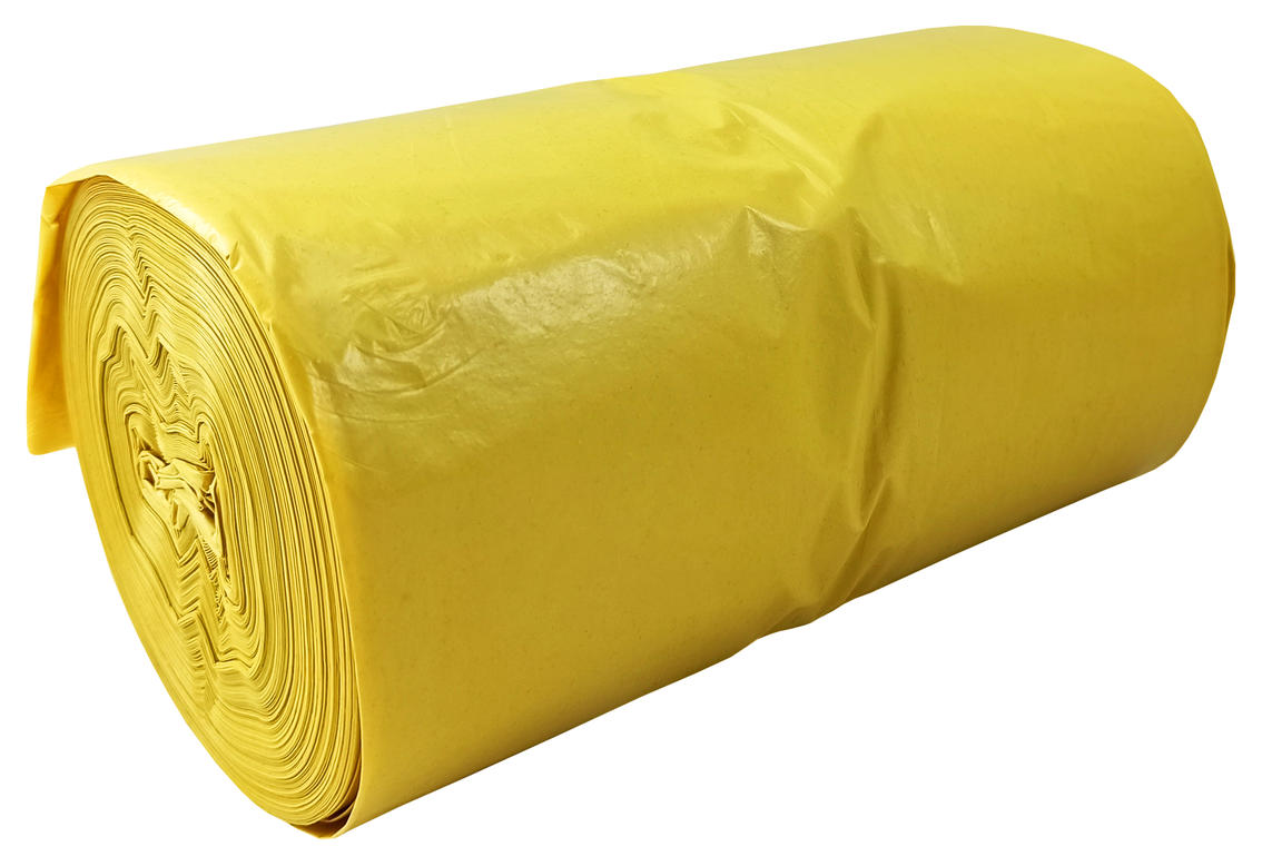 Worki na śmieci LD 60L żółte 20 sztuk na rolce, folia LDPE 21 mikronów