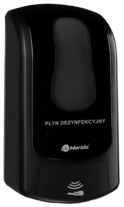 Dozownik płynów dezynfekcyjnych MERIDA ONE automatyczny czarny z wkładem 1L do rąk