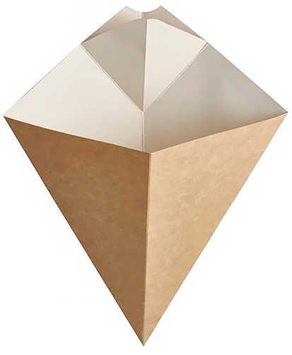 Opakowanie na FRYTKI 300g 27/21,5 50szt Kartonik z miejscem na DIP kolor KRAFT FAST FOOD Nowoczesne i stabilne opakowanie na frytki z rozkładanym narożem do majonezu, keczupu i innych sosów. Wykonane z kartonikaw kolorze kraftowym na zewnatrz oraz kolorze białym wewnatrz, biodegradowalne, odporne na tłuszcz - nie nadaje sie do płynnej żywn...