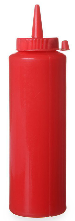 Butelka do sosów 200ml czerwona HENDI Kitchen Line Butelka do sosów 200ml czerwona HENDI Kitchen Line z dozownikiem i zakrętką