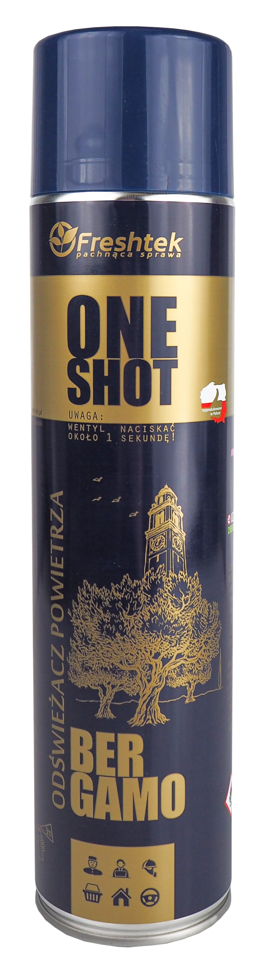 Silnie skoncentrowany odświeżacz powietrza w aerozolu. Określenie "One Shot" oznacza, iż wystarczy jedno przyciśnięcie "spustu", aby świeży zapach rozszedł się po całym pomieszczeniu. Jedno około 1 sekundowe naciśnięcie wentyla wystarcza aby odświeżyć ...
