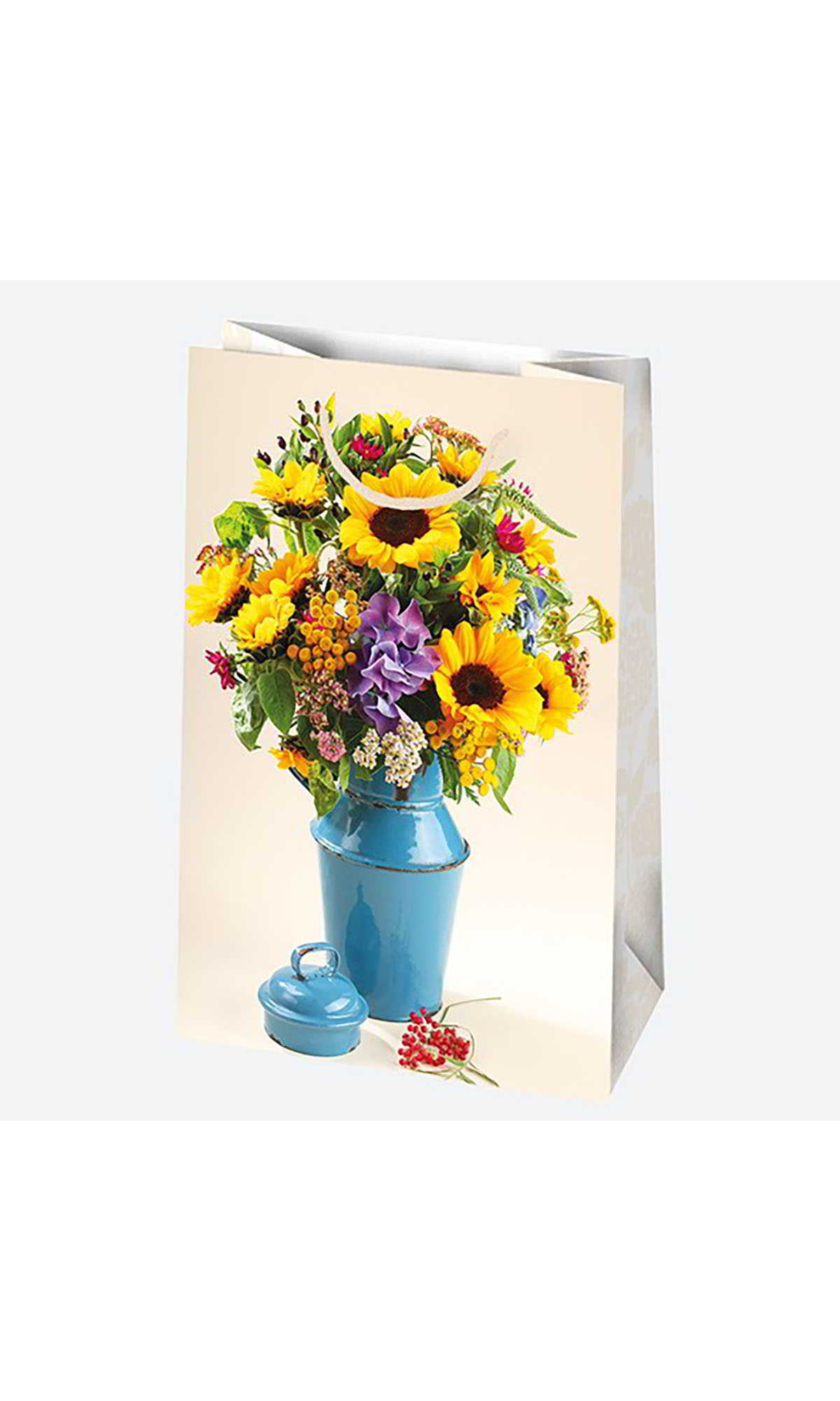 Wytrzymała i odporna na zgięcia torebka ozdobna,  została stworzona na prezenty, upominki. Posiada sznureczek pełniący funkcję ucha. Posiada również delikatnie usztywniane dno. Wymiary: 16x24 cm.
Wzory wysyłane losowo