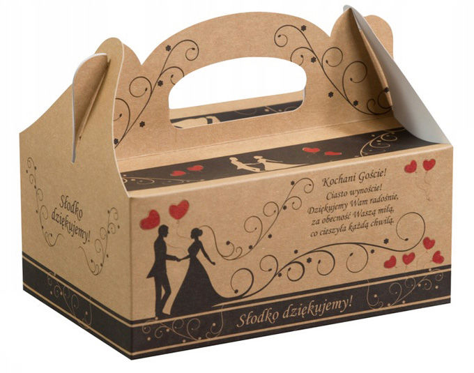 Karton na ciasto z rączką Wysoki Biały 26/26/32 bez okienek fala B