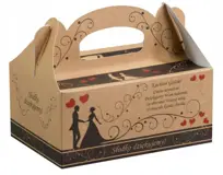 Karton na ciasto z rączką Wysoki Biały 26/26/32 bez okienek fala B