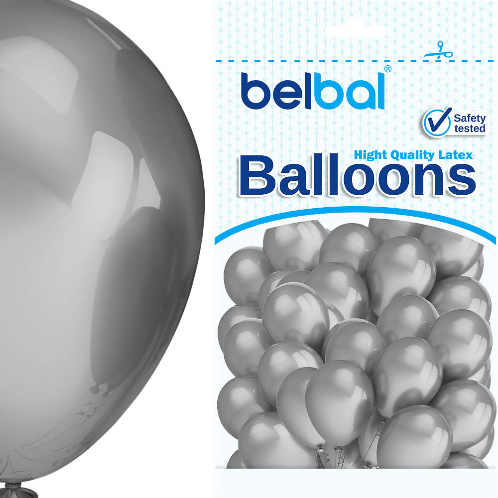 Balony Metallic srebrne 9 cali 100 sztuk lateksowe high quality