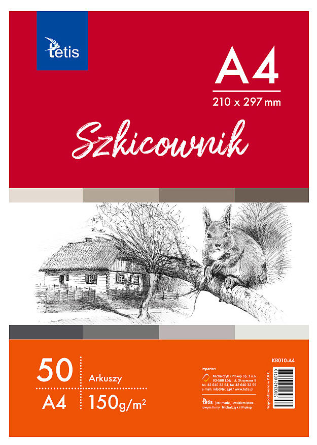 Szkicownik Tetis A4 50 arkuszy 150g/m2 do szkiców i rysunków