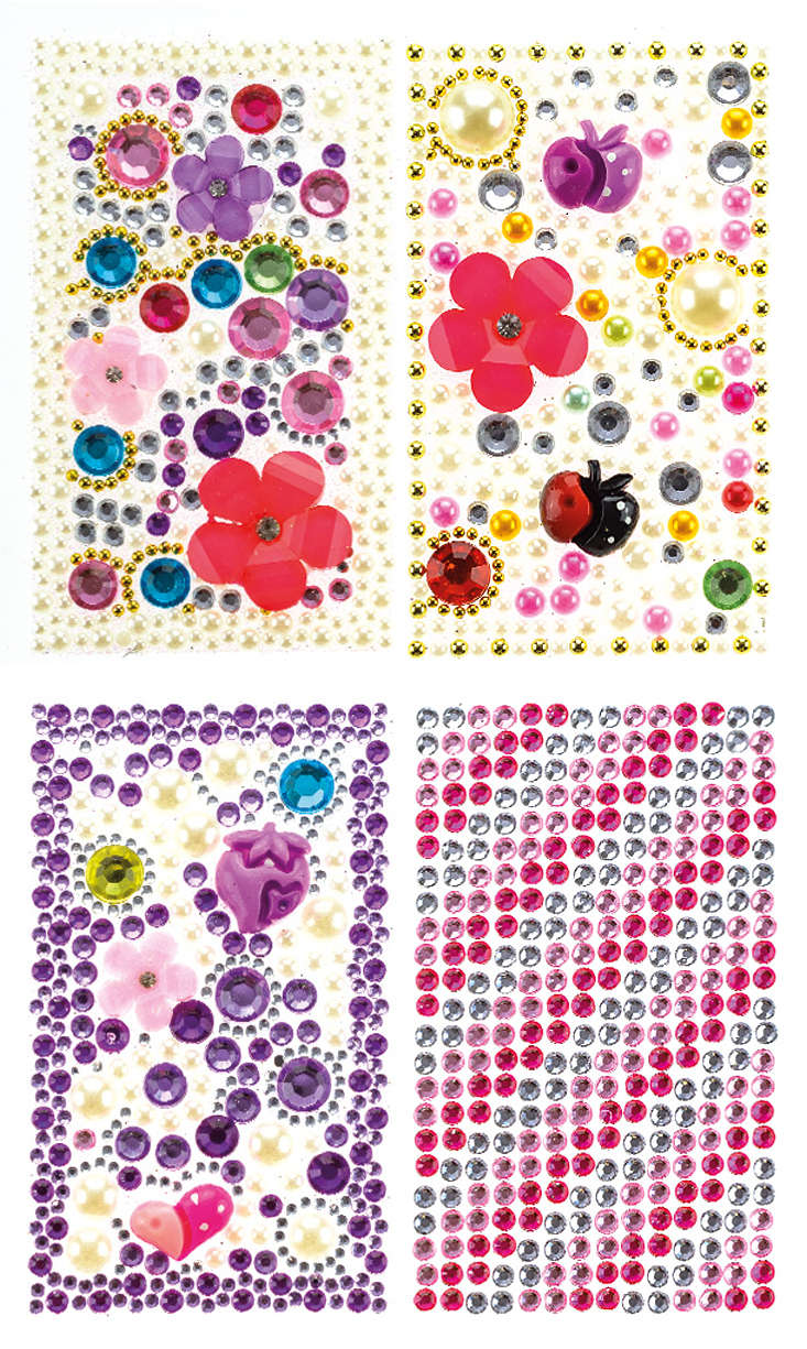 Diamenty SamoprzylepneDS4 Wykorzystywane do wykończenia prac kreatywnych dżety samoprzylepne w kolorze mix, dzięki którym dodasz swojej pracy szyku i elegancji.